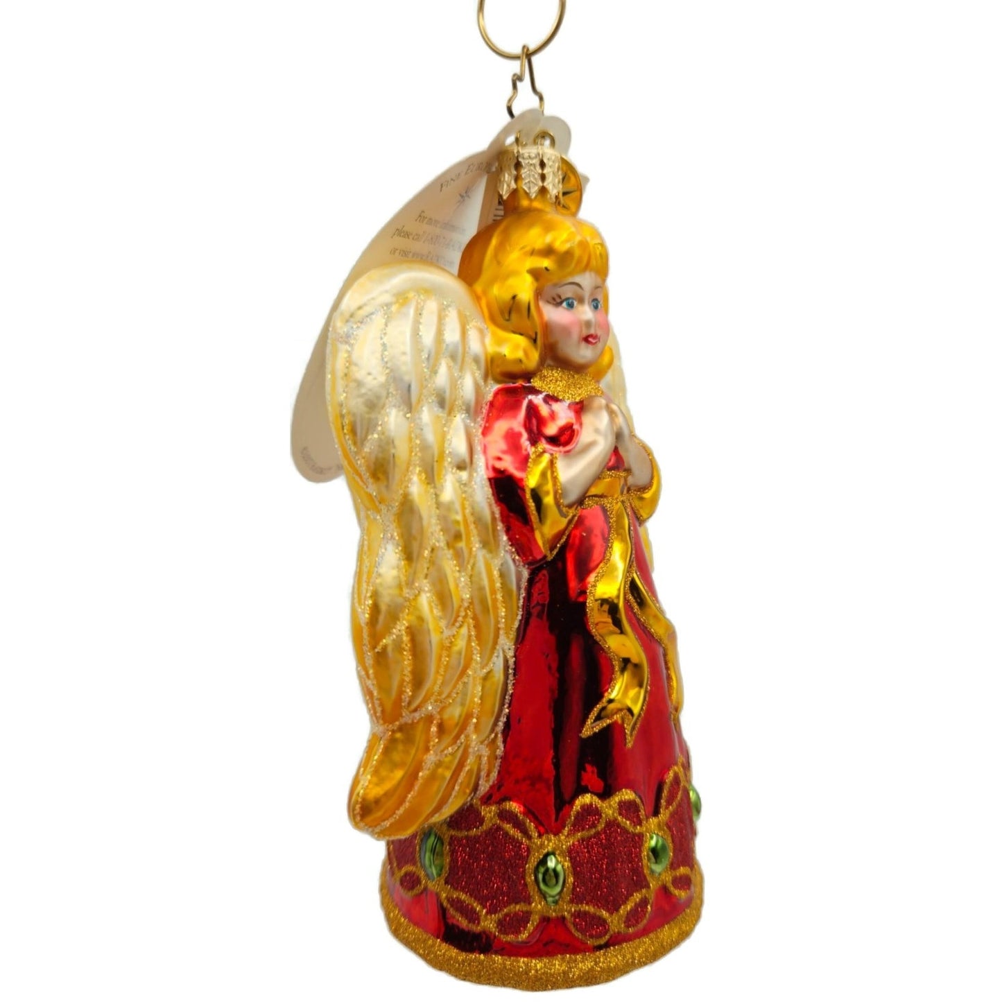 Christopher Radko Holiday Herald Angel Ornament 1015108 Red Gold Wings Christmas