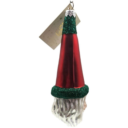 Patricia Breen Wink of His Eye Red Hat Santa Head Green Christmas Tree Ornament