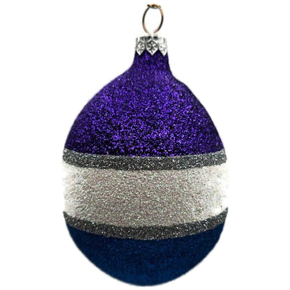 Patricia Breen Egg Blue White Purple Striped Easter Christmas Tree Ornament TCS