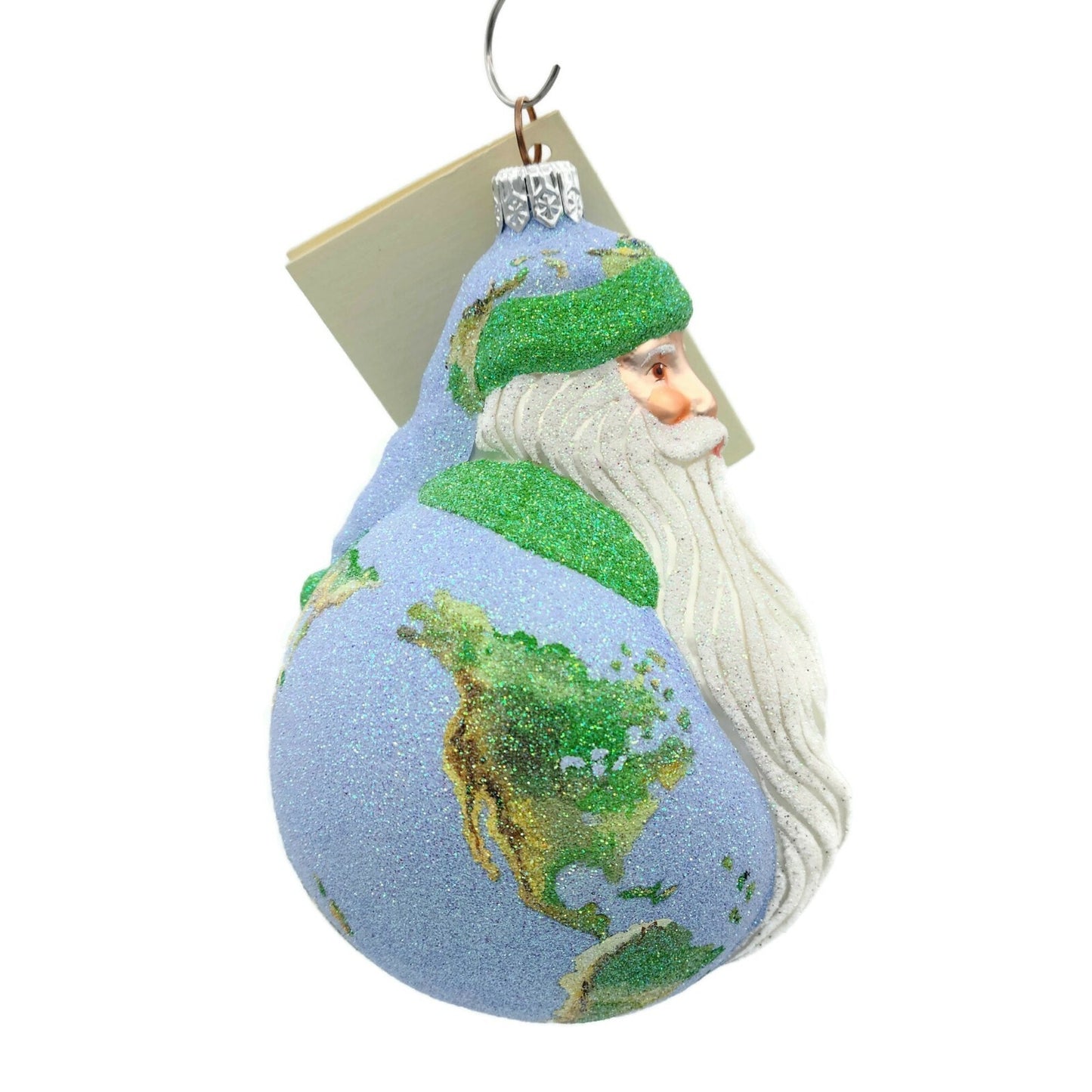 Patricia Breen Ornament Santa du Monde Globe Earth Christmas Holiday Glittered