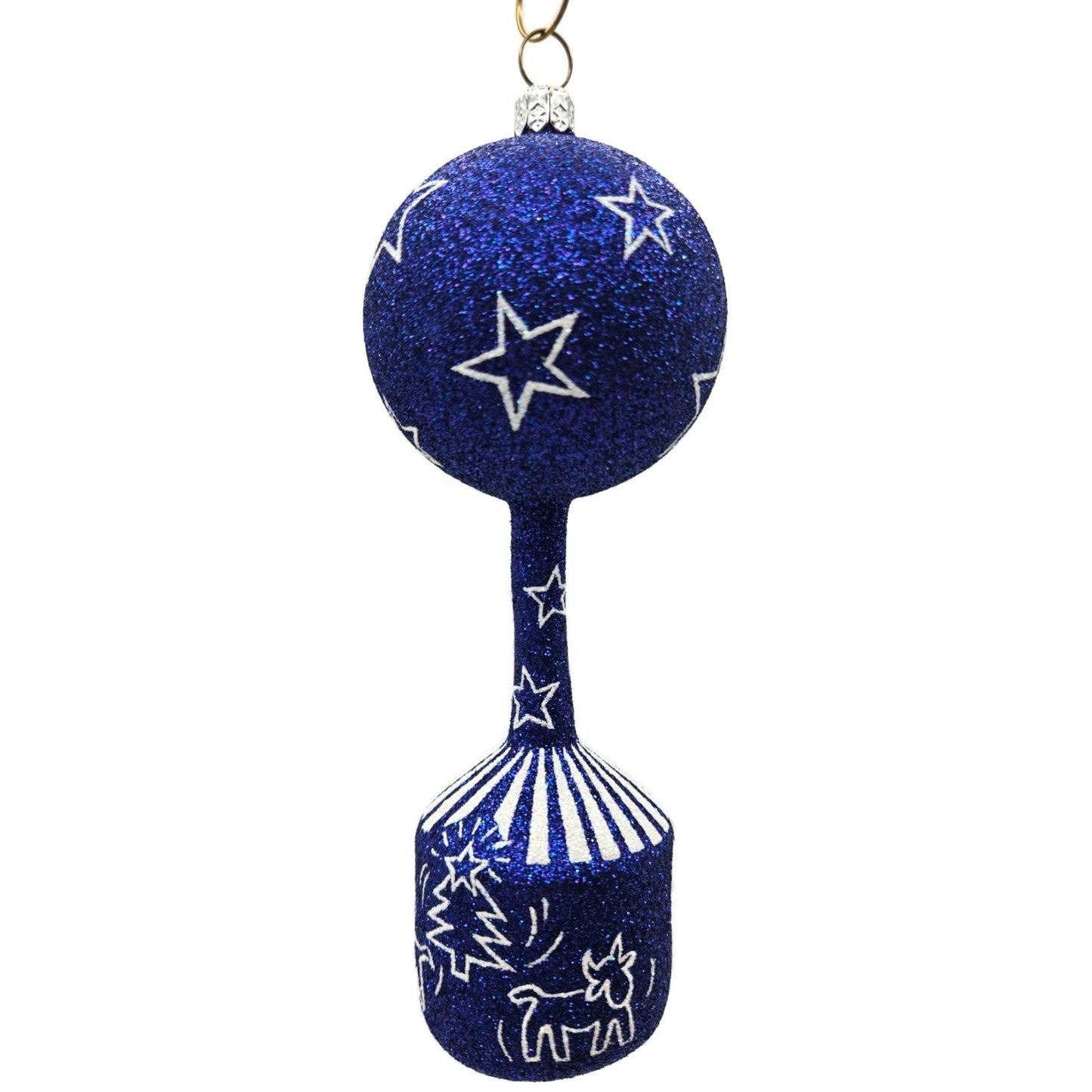 Patricia Breen Keiths Christmas Blue Angel Stars Stripe Nativity Scene Ornament
