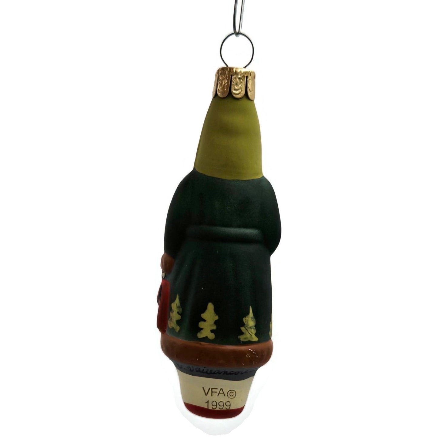 Vaillancourt Ornament Mini Green Father Christmas With Bag Folk Art Tree Decor