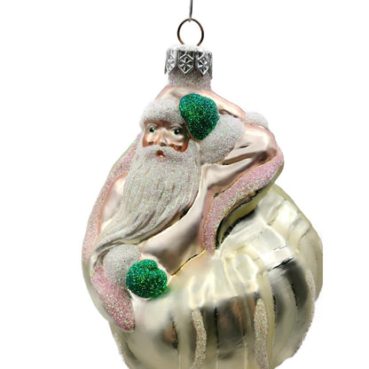 Patricia Breen Coastal Santa Claus Pearl Pink Summer Nautical Tree Ornament