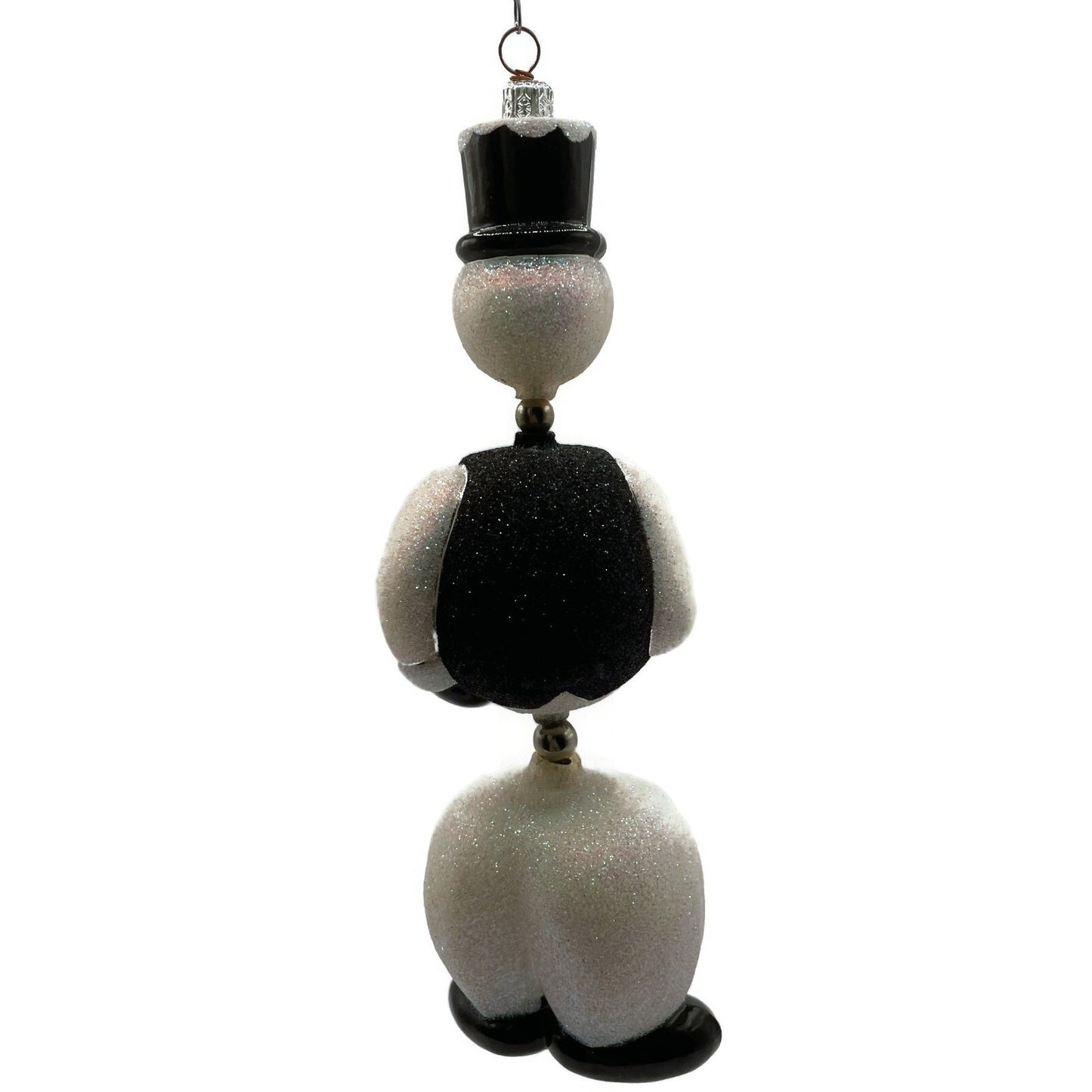 Patricia Breen Kinetic Snowman Black Hat Pearl Christmas Tree Ornament