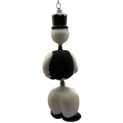 Patricia Breen Kinetic Snowman Black Hat Pearl Christmas Tree Ornament