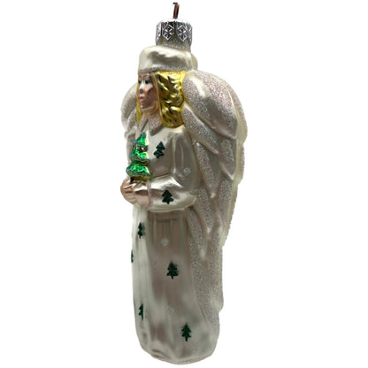 Patricia Breen Noel Angel Pearl White Yellow Green Christmas Tree Ornament