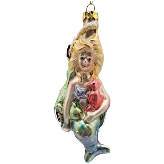 Mermaid Seahorse Starfish Ocean Nautical Christmas Ornament Rare Blown Glass