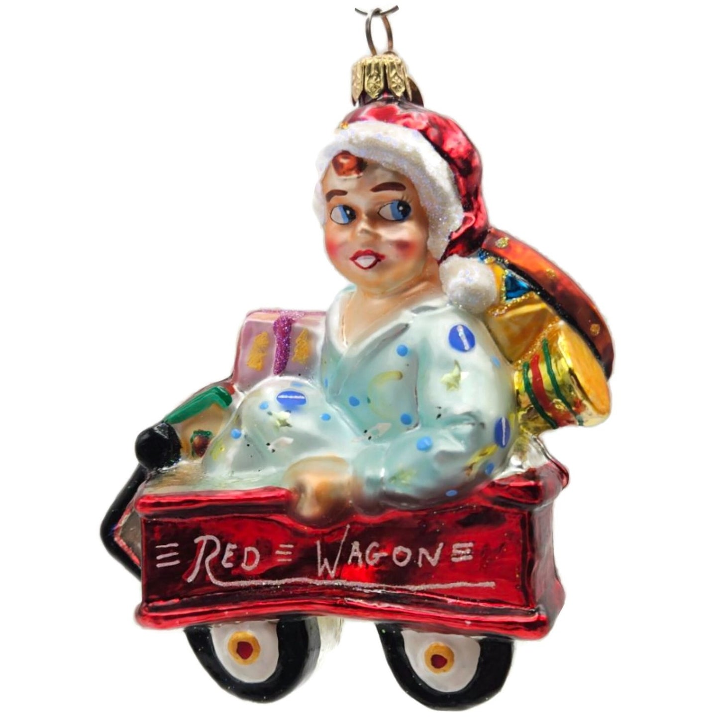 Christopher Radko Red Wagon Rider Gifts Boy Christmas Tree Ornament 00-155-0