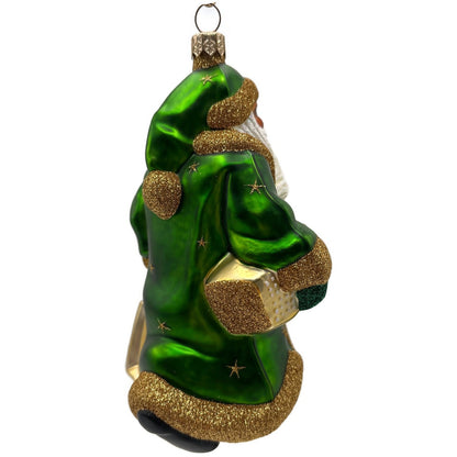 Patricia Breen City Santa Claus Green Ethnic Gold Stars Christmas Tree Ornament