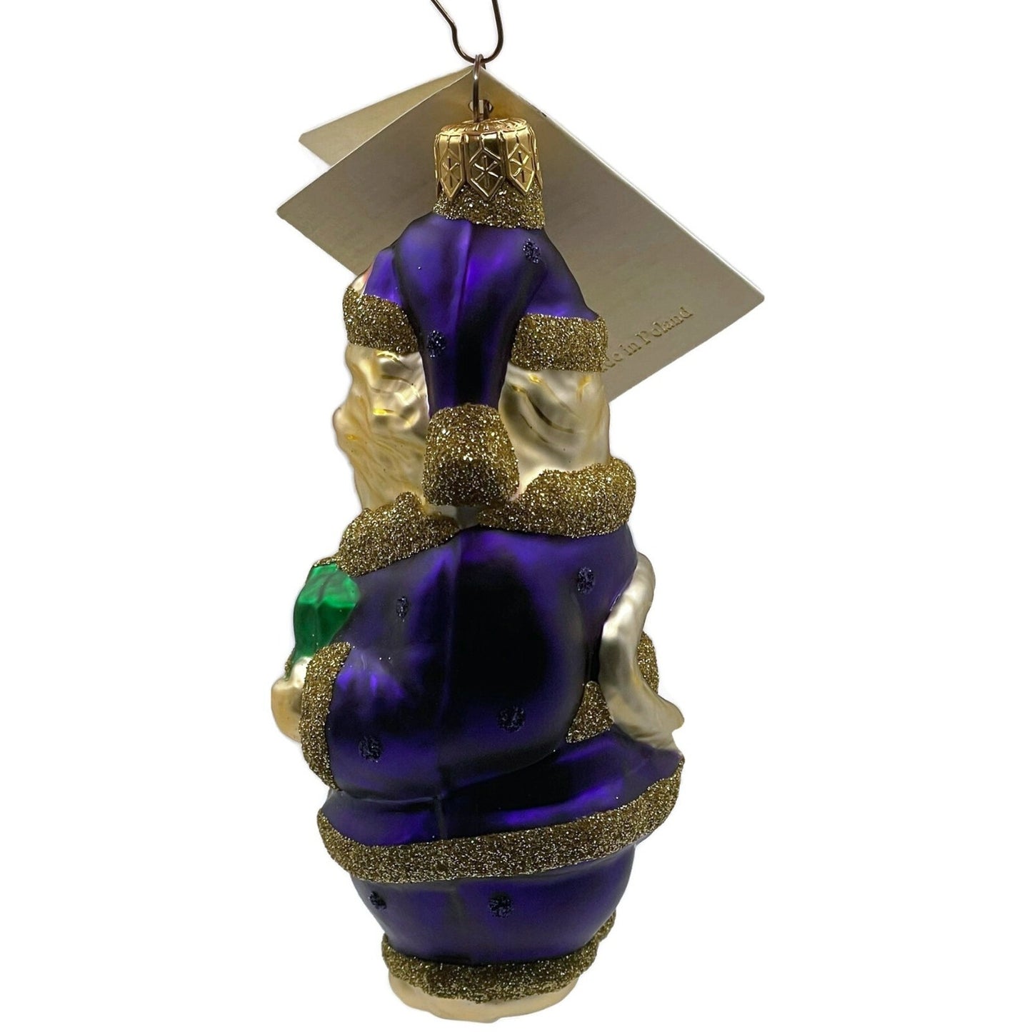 Patricia Breen Santa Paws Purple Gold Polka Dots Gift Christmas Ornament 9536