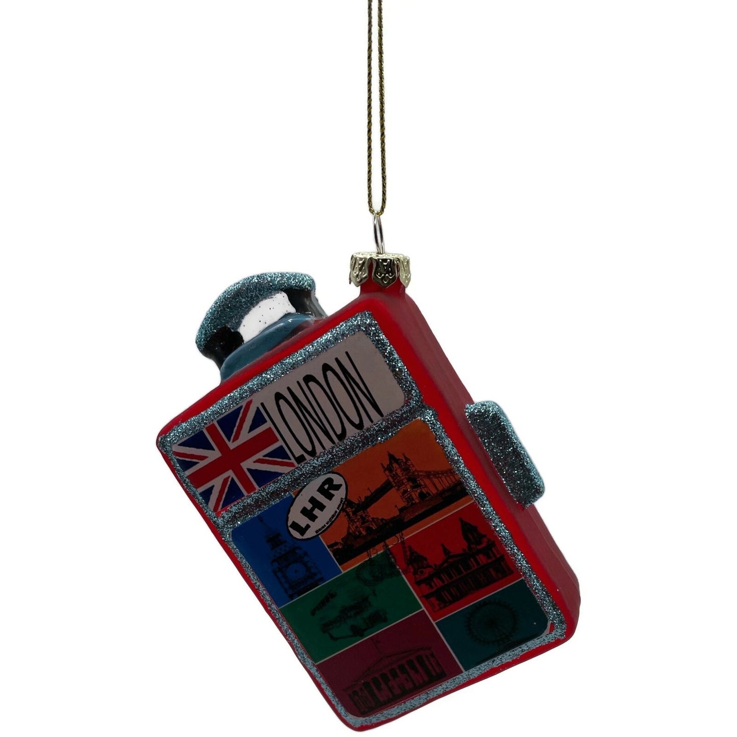 London Suitcase Blown Glass Travel Big Ben Christmas Tree Decoration Ornament