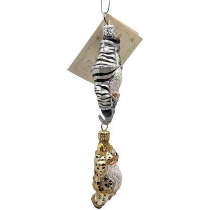 Patricia Breen Cirque De Nicoud Linked Santa Leopard Zebra Christmas Ornament