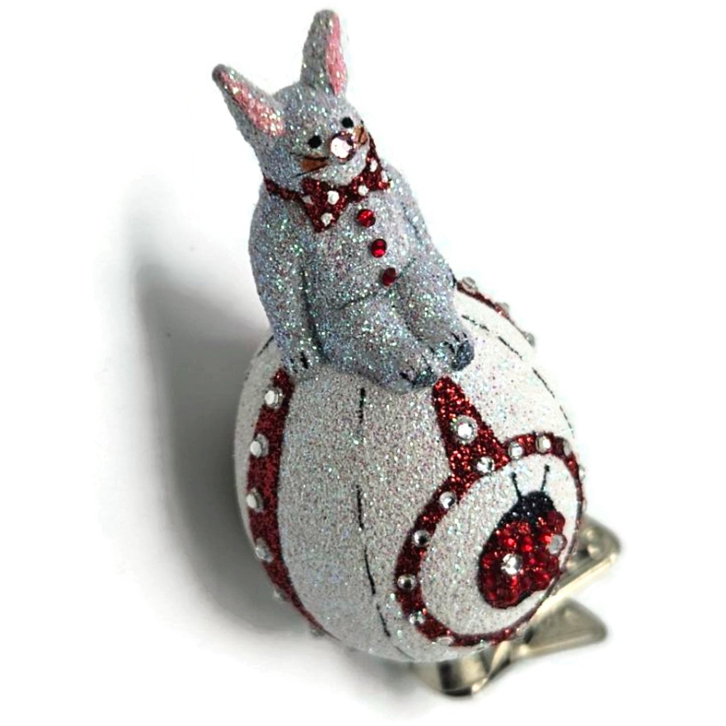 Patricia Breen Sitting Pretty Ladybugs White Red Clip On Easter Holiday Ornament