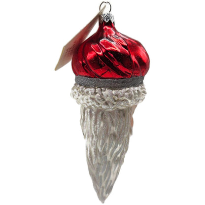 Patricia Breen Minsk Santa Red Shiny Santa Head Glass Christmas Ornament 9635