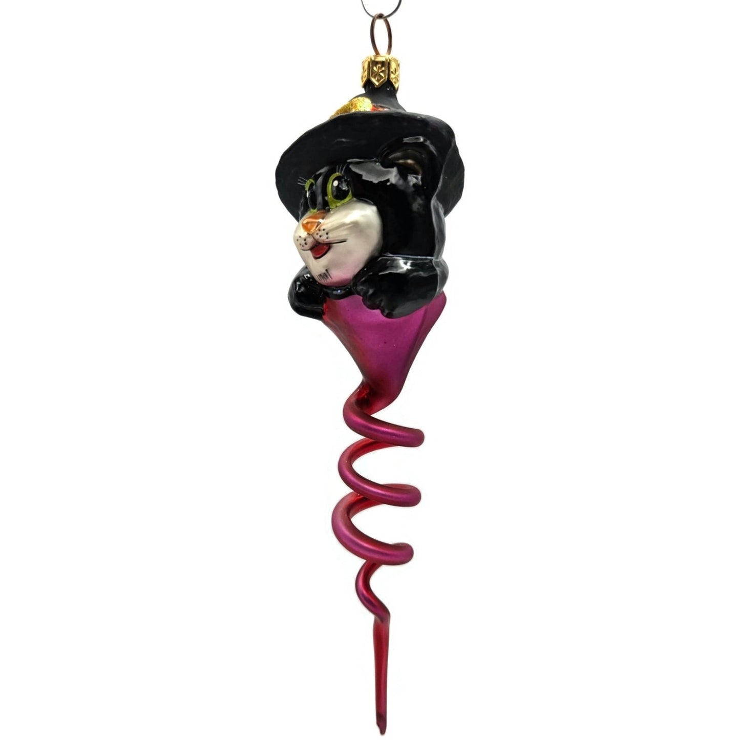 Christopher Radko Spiral Swirl Cat Hat Halloween Christmas Ornament 99-070-0