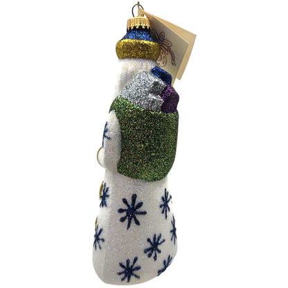 Larry Fraga Snowflake Flurry Glitter Series Santa Claus Glass Christmas Ornament