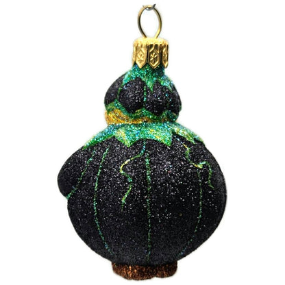 Patricia Breen Trickster Pumpkin Back Black Orange Glass Halloween Ornament 2651