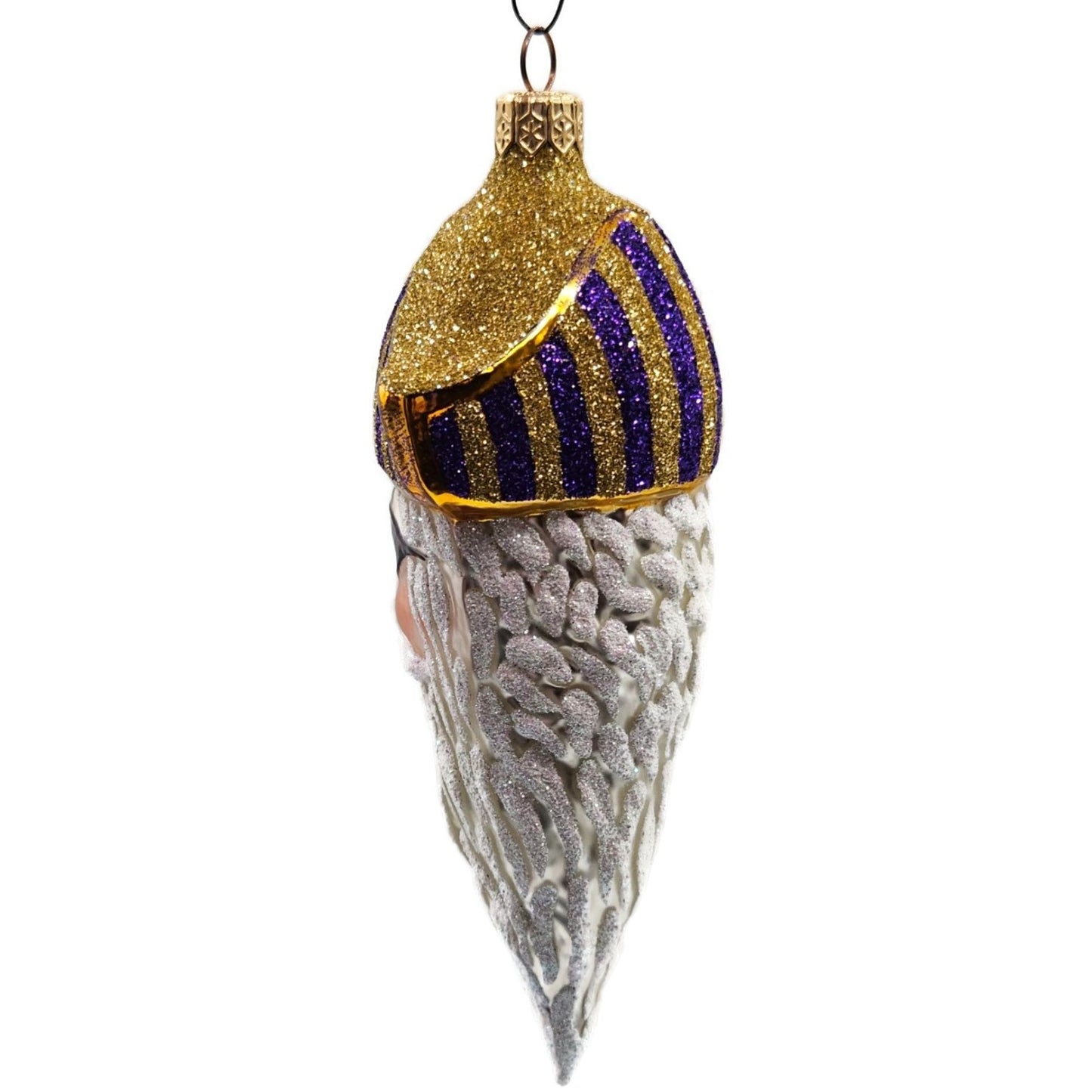 Patricia Breen Pirate Rex Gold Purple Striped Nautical Christmas Ornament OOAK