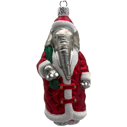 Patricia Breen Christmas at the Zoo Red Glittered Bag Elephant Santa Ornament