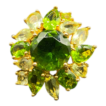 Ross Simons 925 Sterling Silver Ring Green Peridot Flower Size 8 Gold Plated