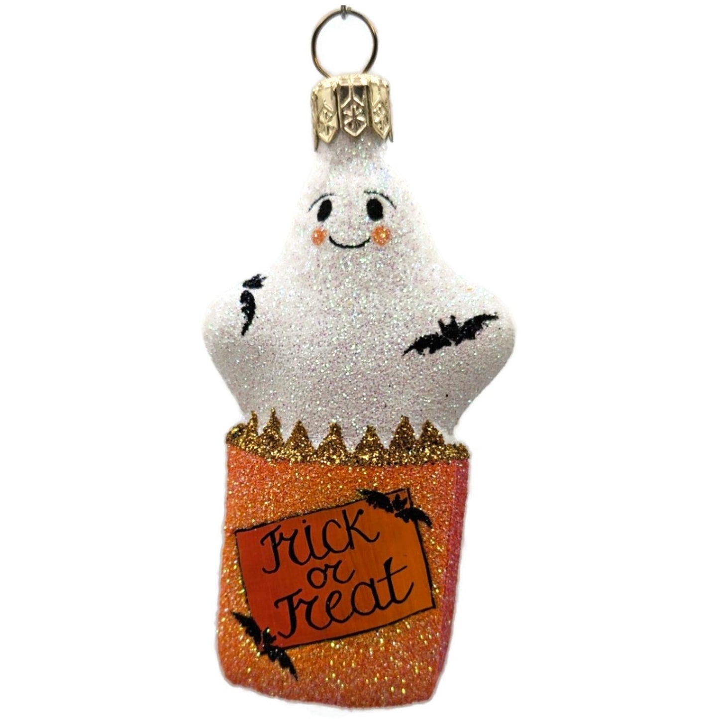 Patricia Breen Treat Seeker Orange Bag White Ghost Halloween Christmas Ornament