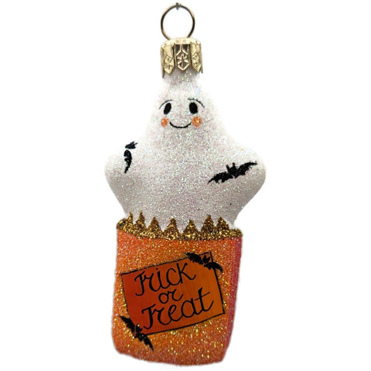 Patricia Breen Treat Seeker Orange Bag White Ghost Halloween Christmas Ornament
