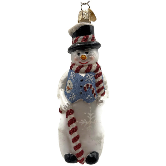 Glistening Holiday Snowman Snowflakes Christmas Ornament Old World Christmas