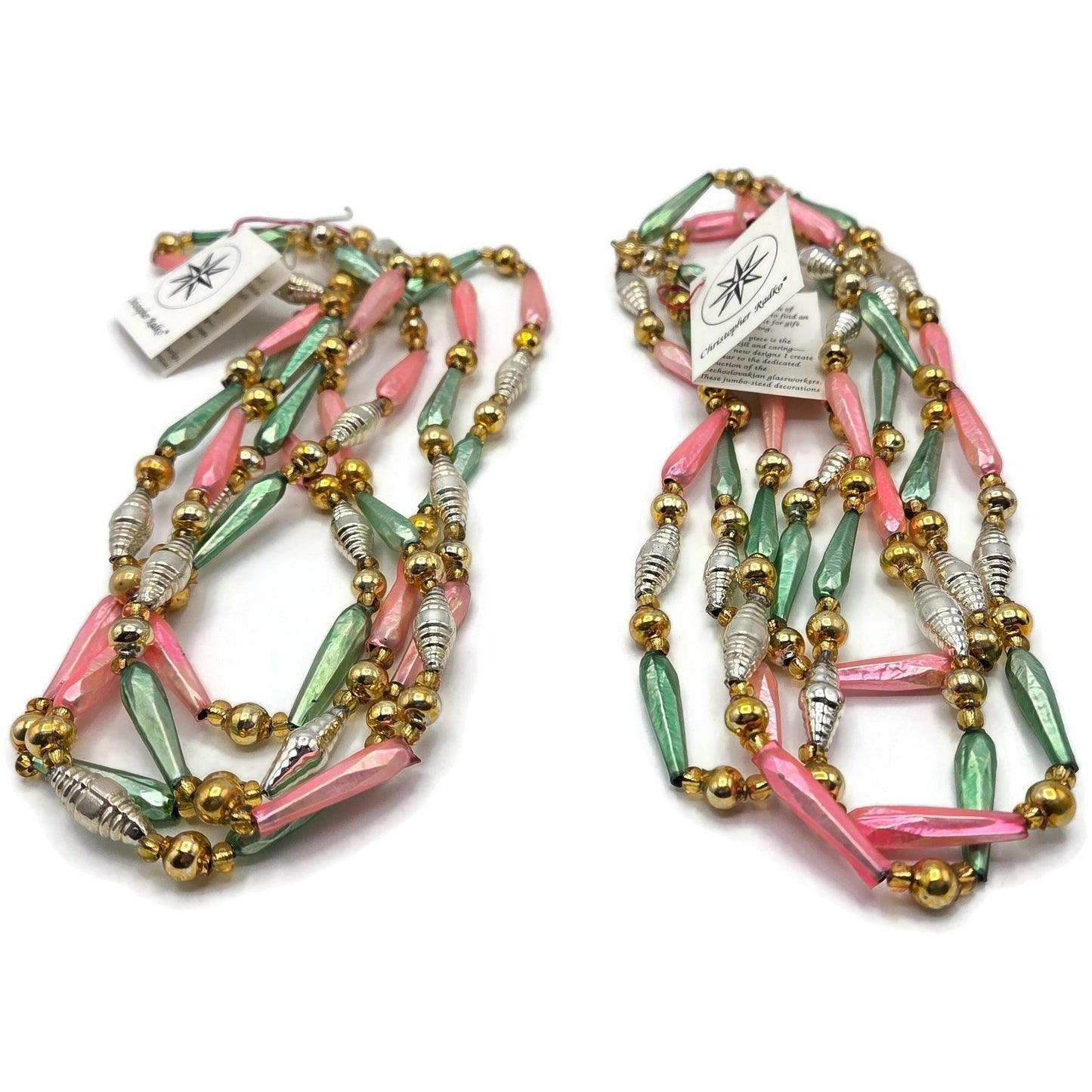Christopher Radko Bead Garland Sorbet 72 Inch Strand 92-223-1 Christmas Set of 2