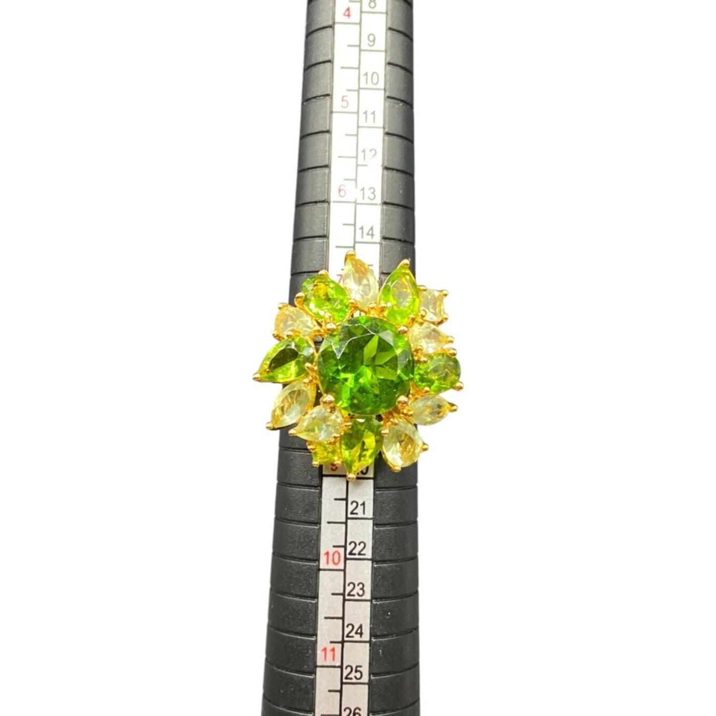 Ross Simons 925 Sterling Silver Ring Green Peridot Flower Size 8 Gold Plated