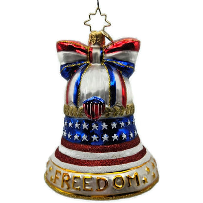 Christopher Radko Let Freedom Ring Veterans Patriotic Bell Ornament 1015651