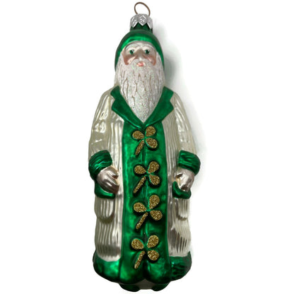 Patricia Breen Clover Santa Claus St Patricks Gold Green Christmas Tree Ornament