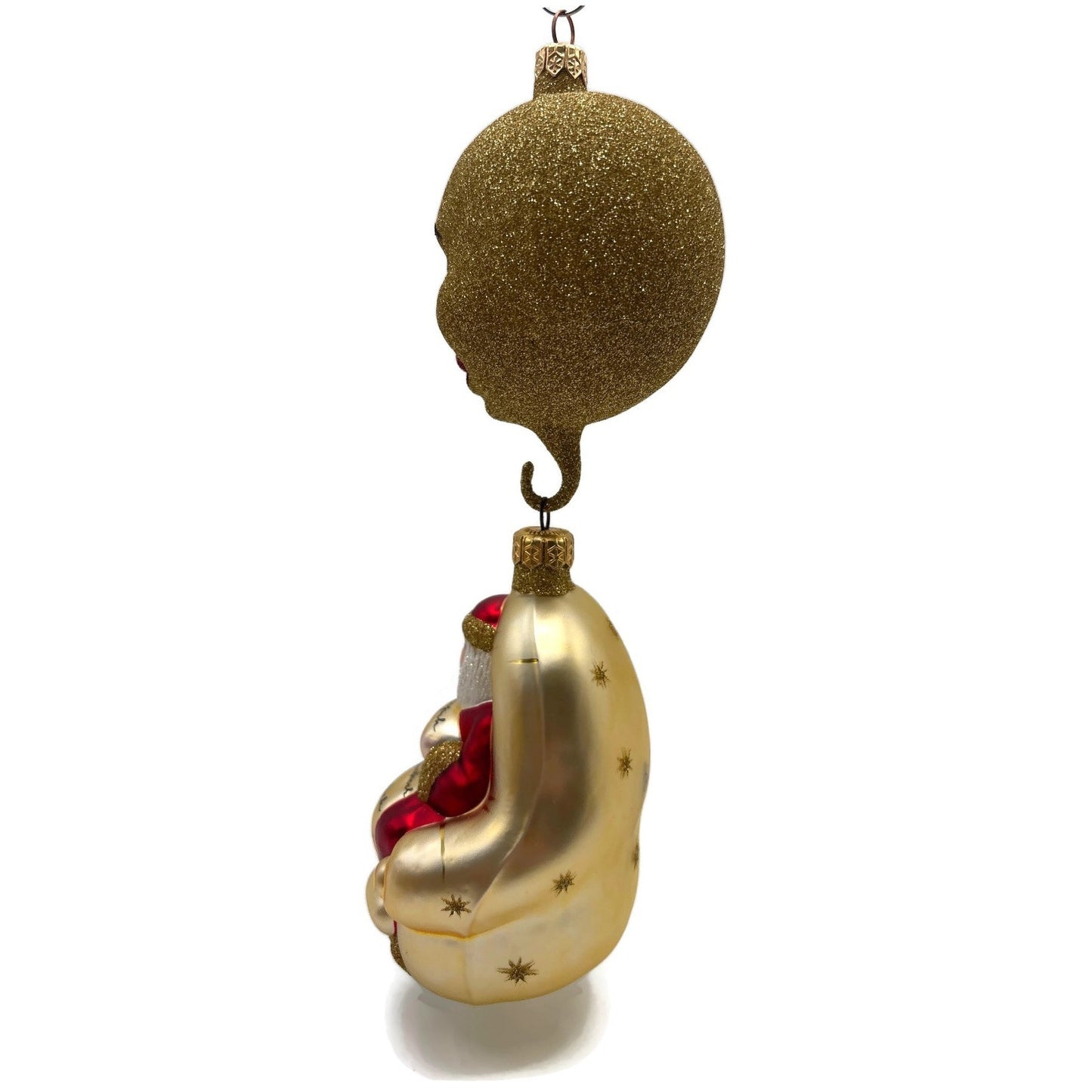 Patricia Breen Checking His List Santa Gold Moon Stars Christmas Tree Ornament