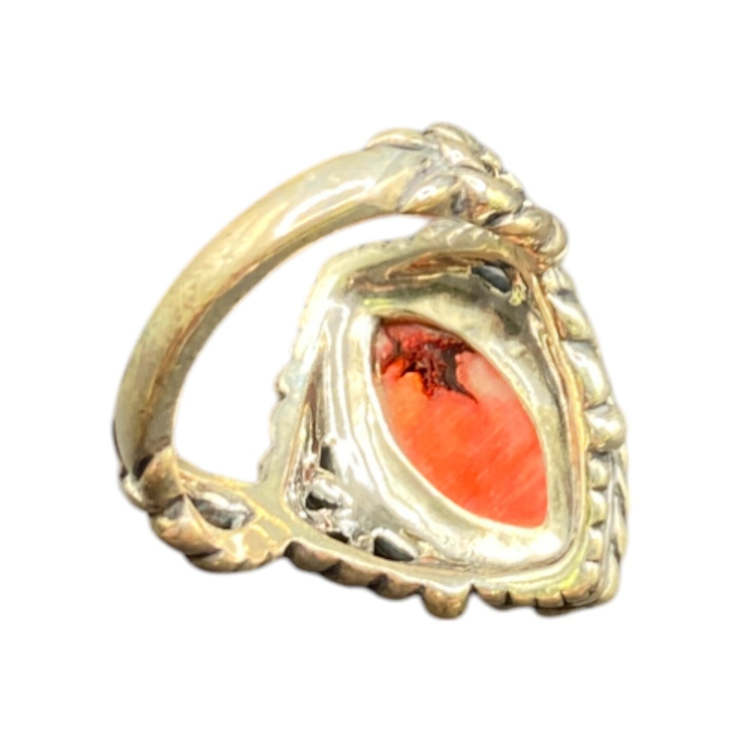 Carolyn Pollack Ring 925 Sterling Silver Red Coral Southwestern Carved Size 9