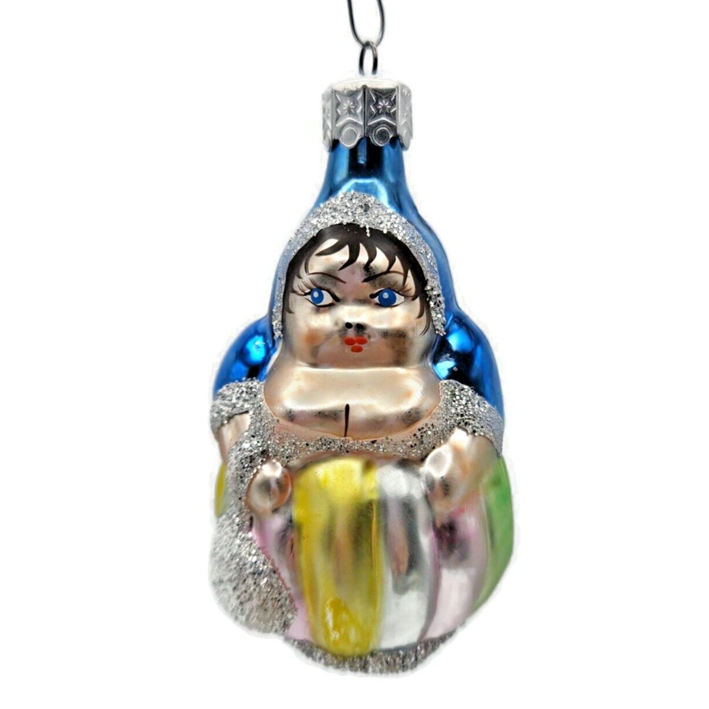 Christopher Radko Munchkin Fat Lady Striped Glass Christmas Ornament 90-035-1