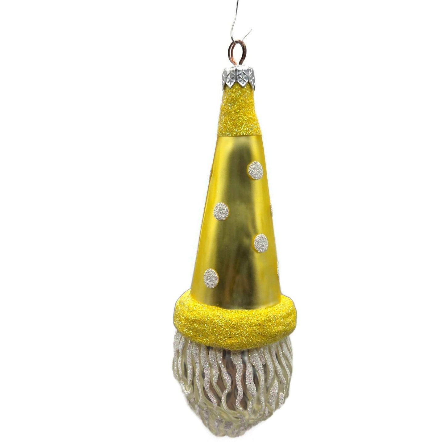 Patricia Breen Wink of His Eye Yellow Dots Santa Head Christmas Tree Ornament