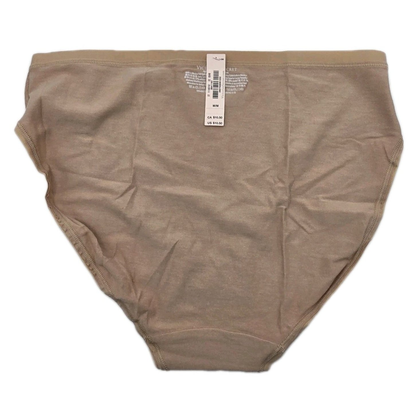 Victorias Secret Panties Underwear Medium High Leg Brief Beige Cotton Women