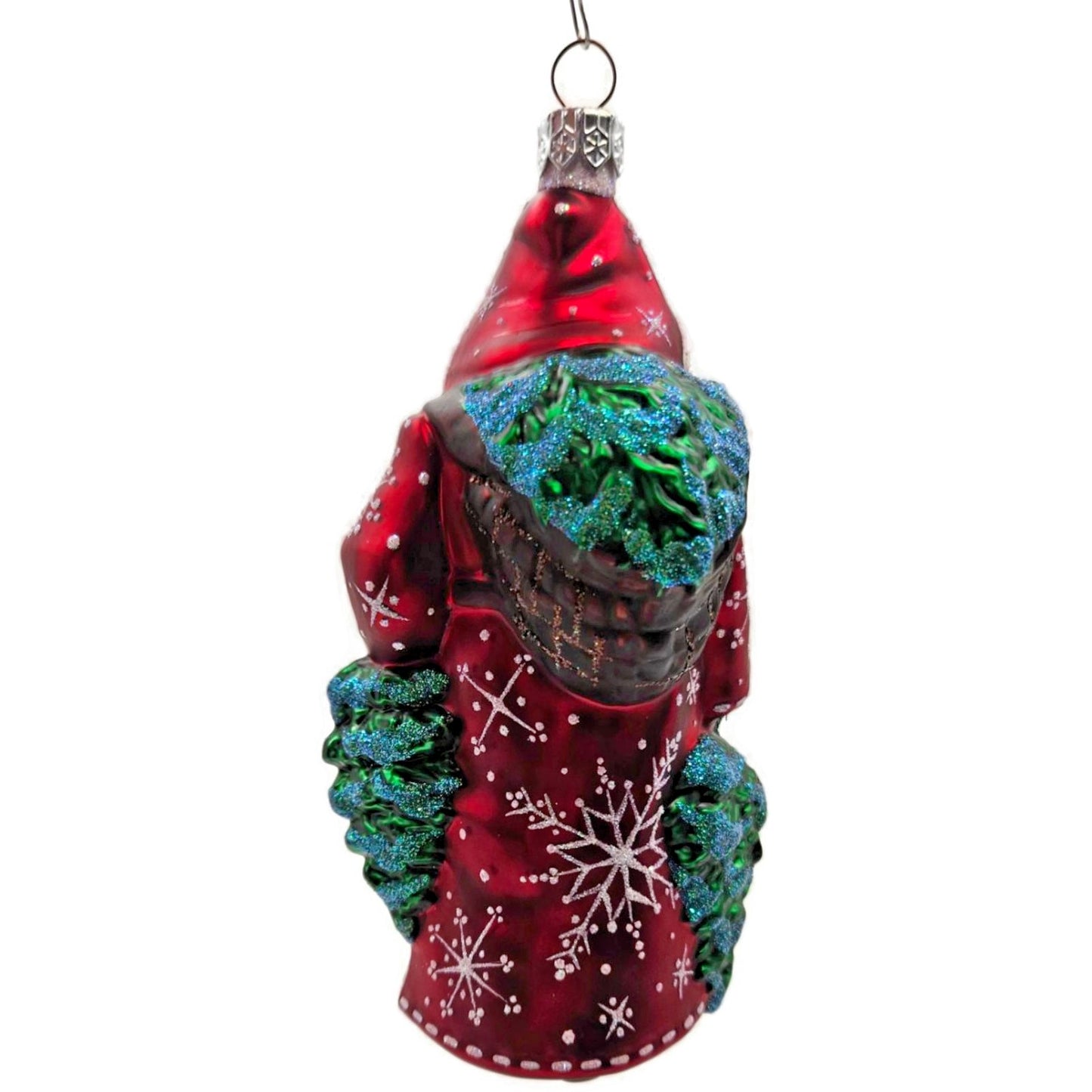 Patricia Breen Through The Woods Red Santa Pine Trees Snow Christmas Ornament