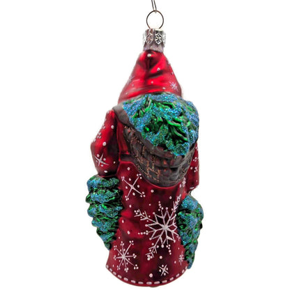 Patricia Breen Through The Woods Red Santa Pine Trees Snow Christmas Ornament