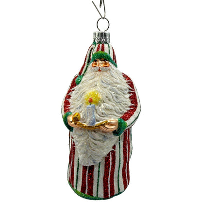 Patricia Breen Light A Single Candle Striped Santa Claus Christmas Tree Ornament