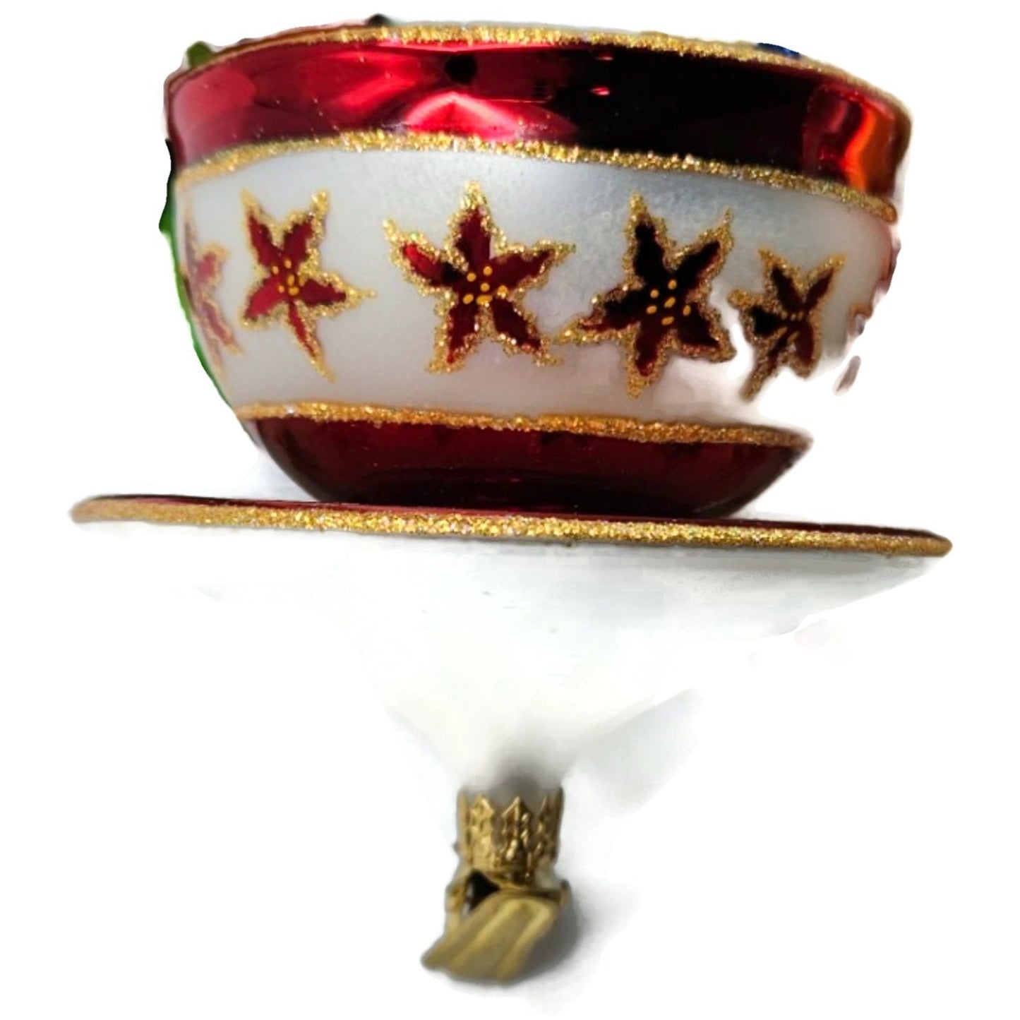 Christopher Radko Christmas Cups Poinsettia Red Teacup Clip On Ornament 3010532