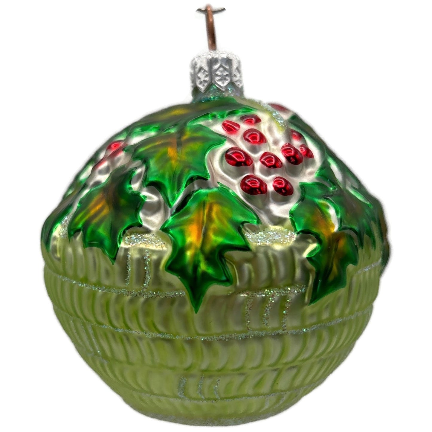 Patricia Breen Holly Basket Green Light Red Christmas Tree Ornament