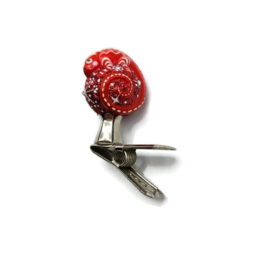 Patricia Breen Petite Miniature Chameleon Snowflakes Red Christmas Tree Ornament