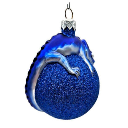 Ornament Patricia Breen Chameleon Blue Glittered Glass Christmas Holiday Tree