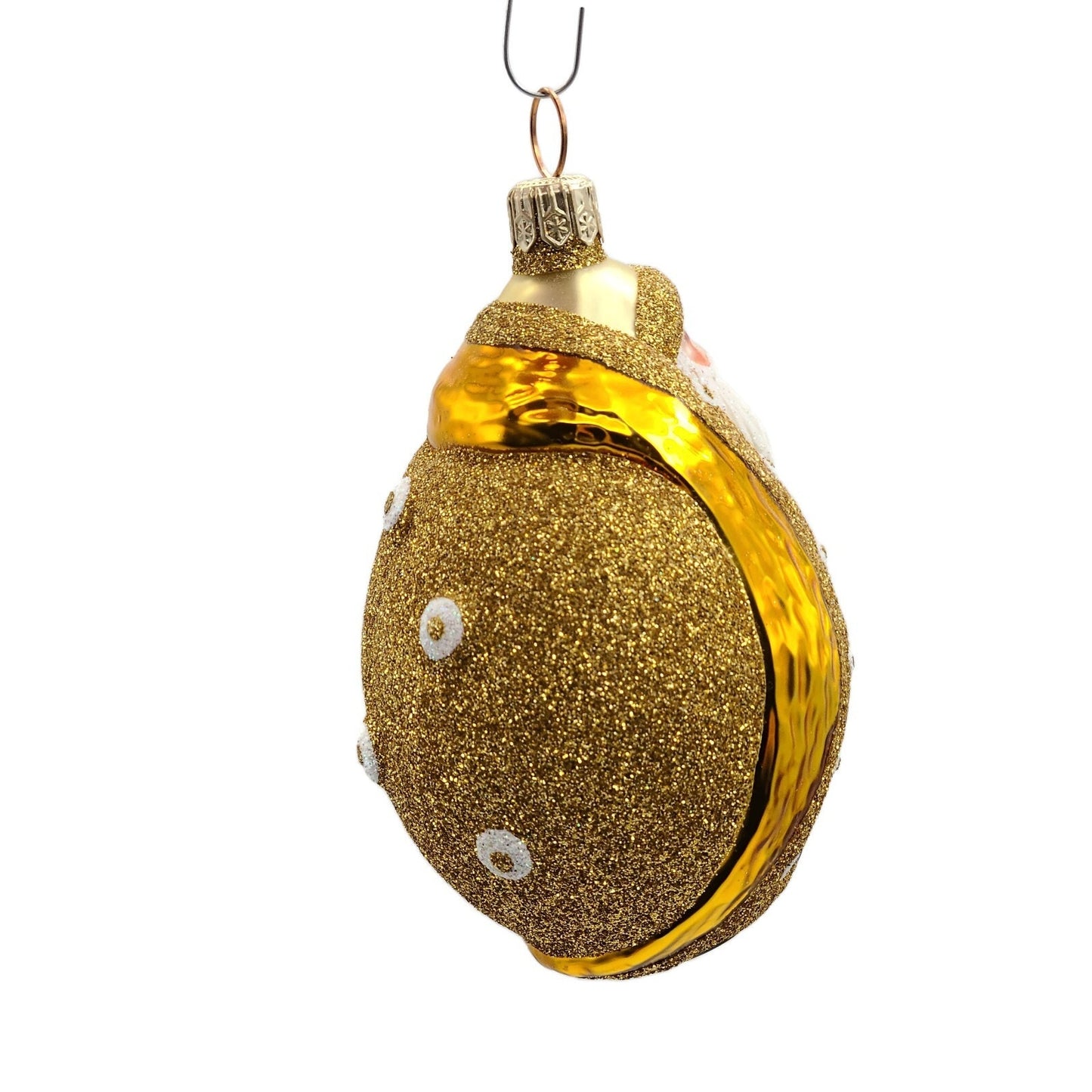Patricia Breen Santa Ladybug Gold White Glittered Spring Holiday Tree Ornament