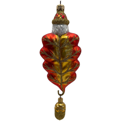 Patricia Breen Oak Leaf Santa Orange Matte Fall Autumn Christmas Ornament NM