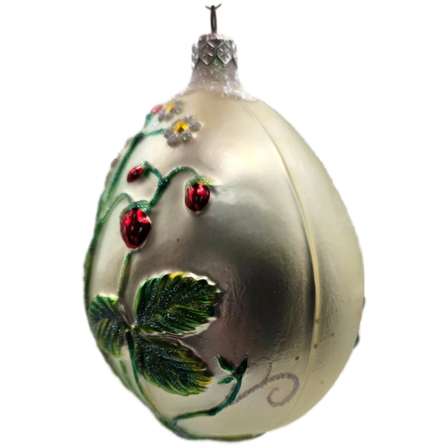 Patricia Breen Strawberry Egg Matte Pearl Easter Spring Christmas Tree Ornament