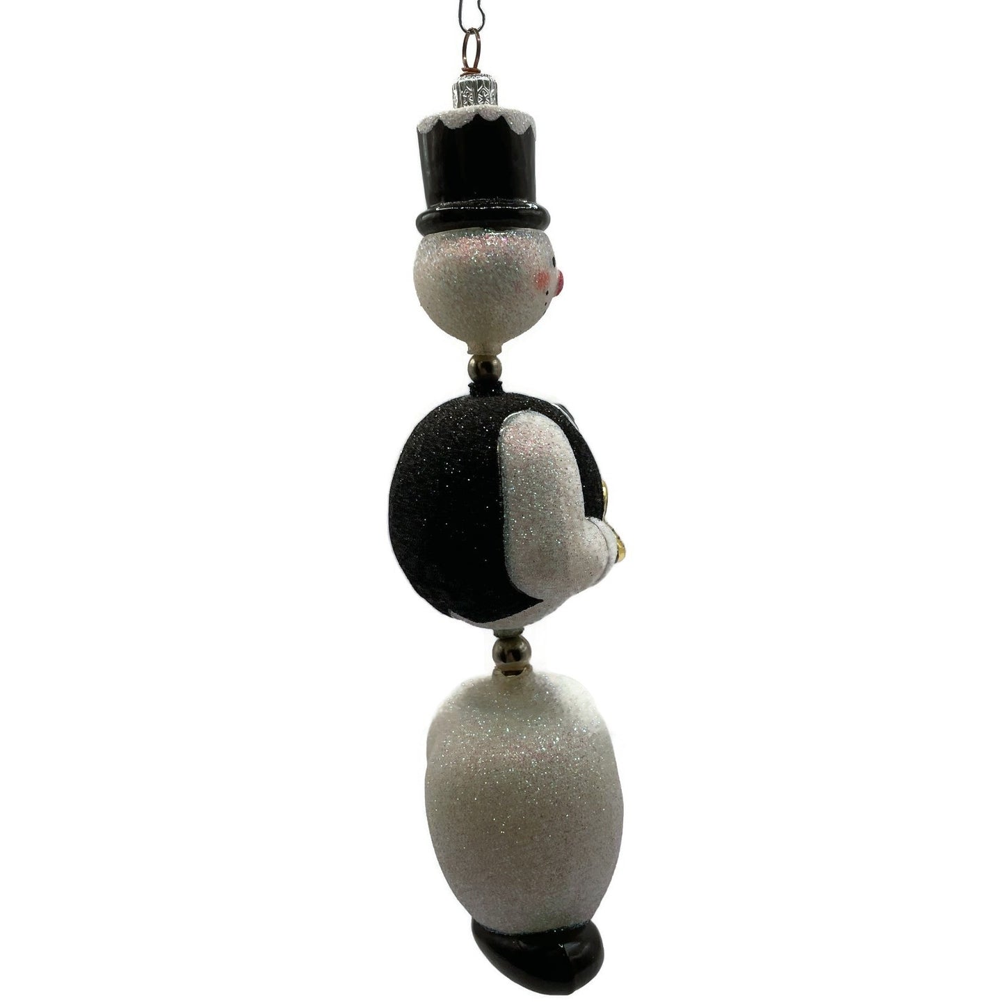 Patricia Breen Kinetic Snowman Black Hat Pearl Christmas Tree Ornament