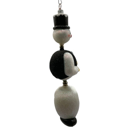 Patricia Breen Kinetic Snowman Black Hat Pearl Christmas Tree Ornament