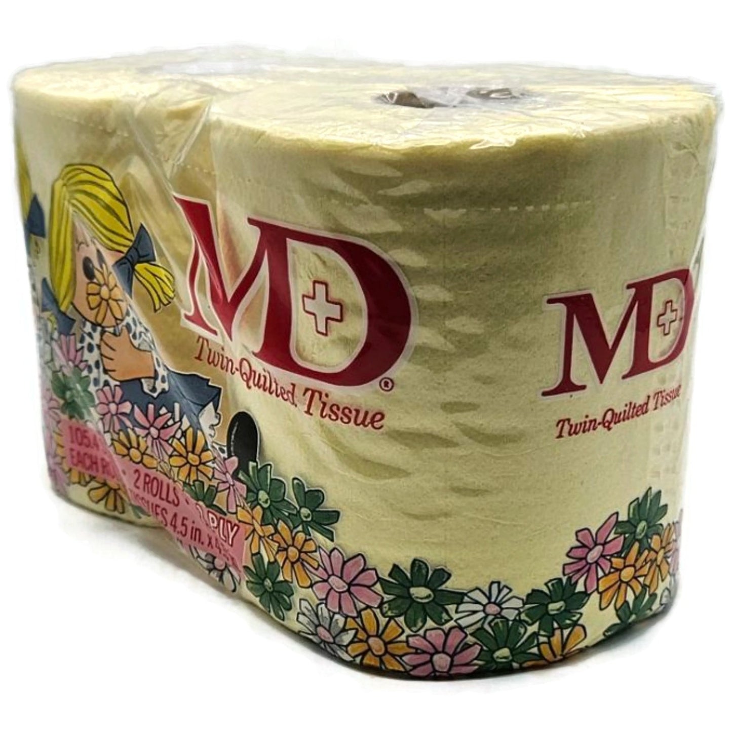 Vintage MD Toilet Paper Yellow Twin Quilted Bathroom Tissue 2 Rolls 2 Ply NEW
