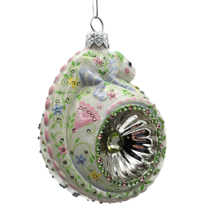 Patricia Breen Happy Holidays Hamish Chameleon Floral Reflector Ornament 3163